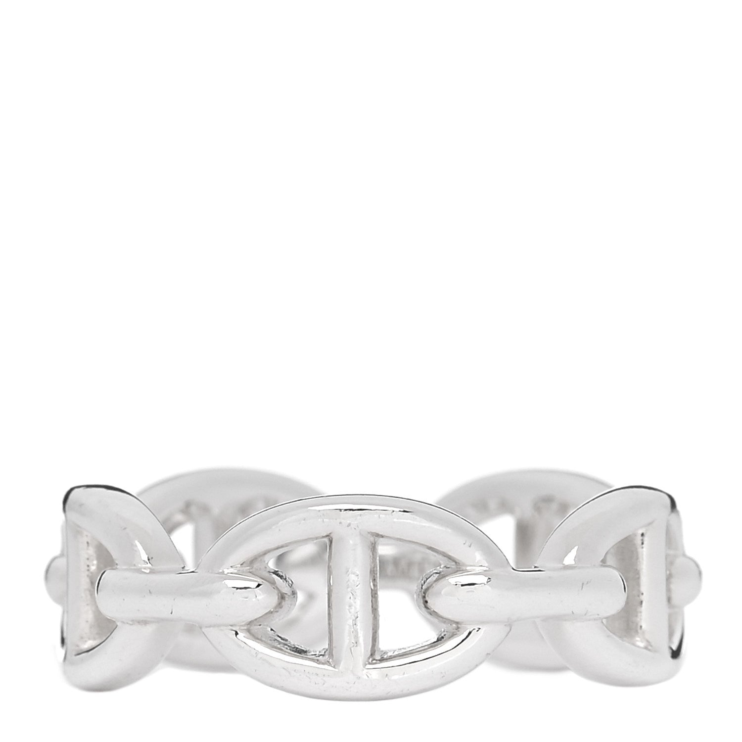 Hermes Sterling Silver PM Chaine d'Ancre Enchainee Band Ring 56 7.5 1 of 7