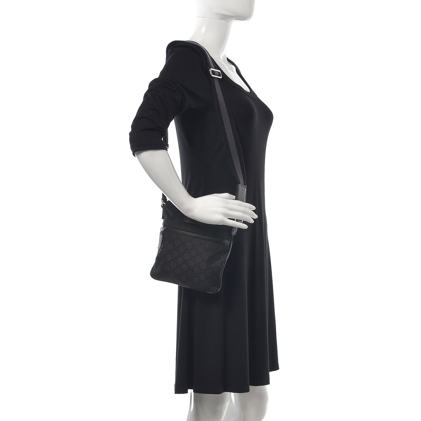 Nylon Monogram Mini Flat Messenger Bag Black