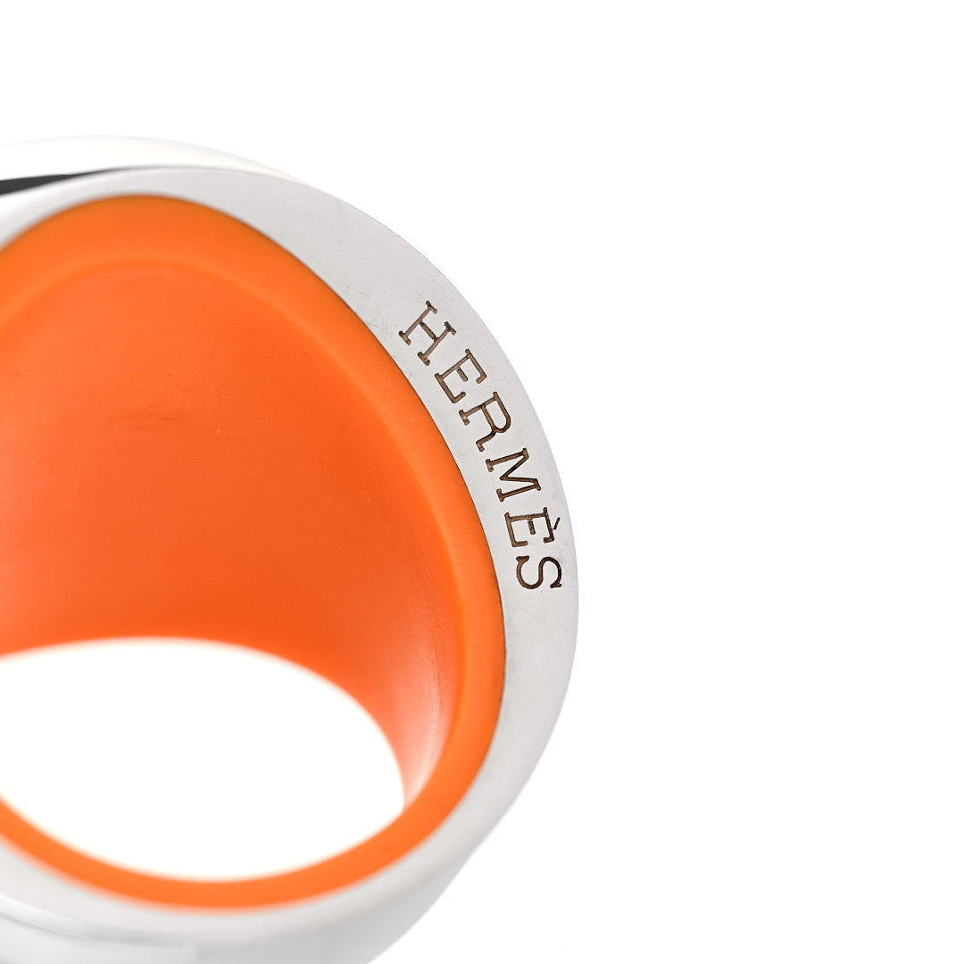 Sterling Silver Resin Quark Ring 52 6 Orange