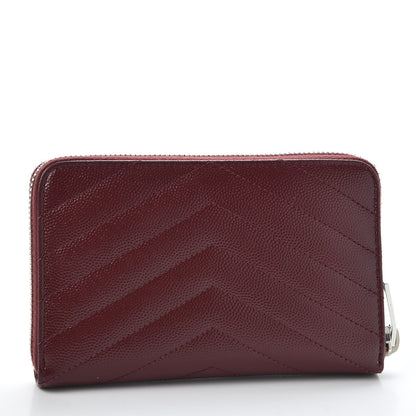 Saint Laurent Grain De Poudre Matelasse Chevron Monogram Zip Around Wallet Palissandre 2 of 8