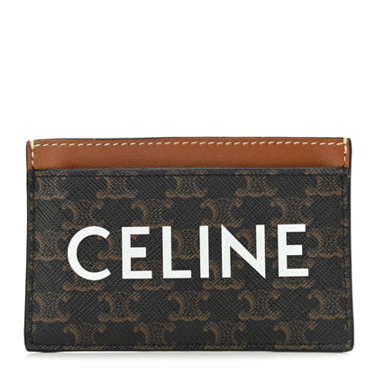 Celine Triomphe Canvas Card Holder Tan 1 of 8