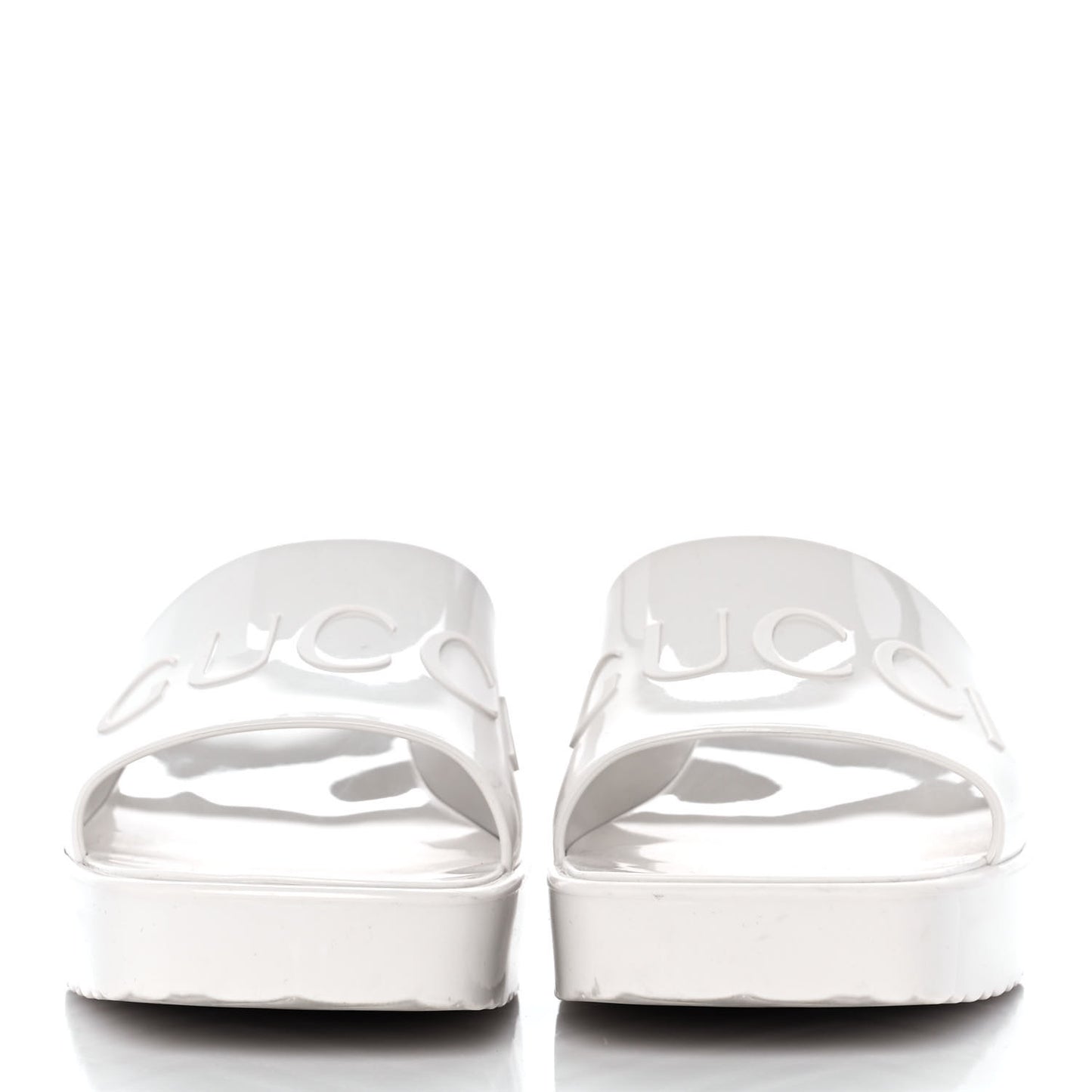 Rubber Gucci Logo Womens Platform 20/60mm Slide Sandals 40 Mystic White