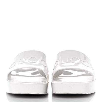 Gucci Rubber Gucci Logo Womens Platform 20/60mm Slide Sandals 40 Mystic White 2 of 9