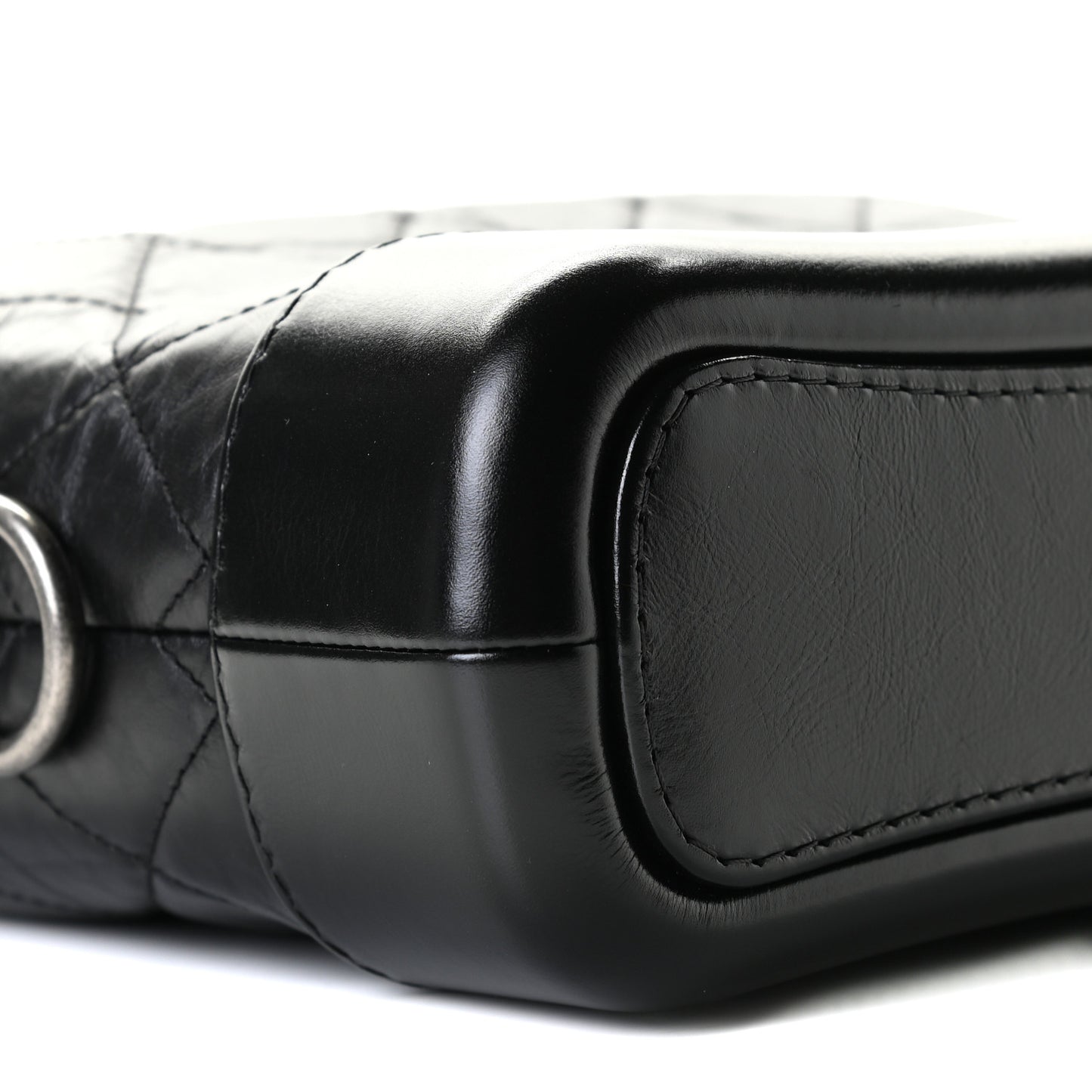 Aged Calfskin Quilted Small Gabrielle Hobo Black