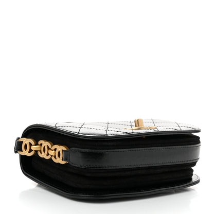 Chanel Shiny Calfskin Quilted Suede Goatskin Mini Messenger Black 4 of 10