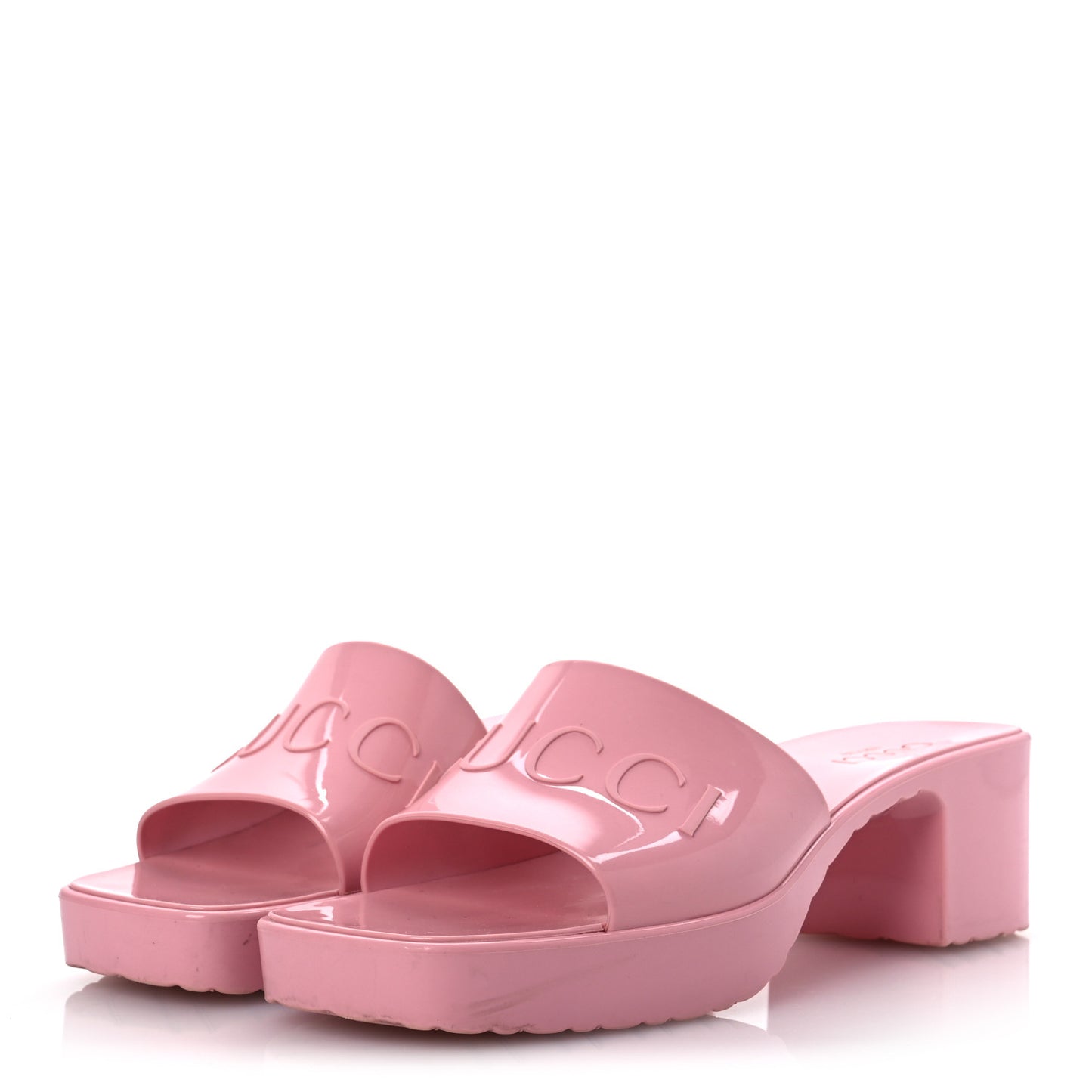 Rubber Gucci Logo Womens Platform 20/60mm Slide Sandals 38 Wild Rose
