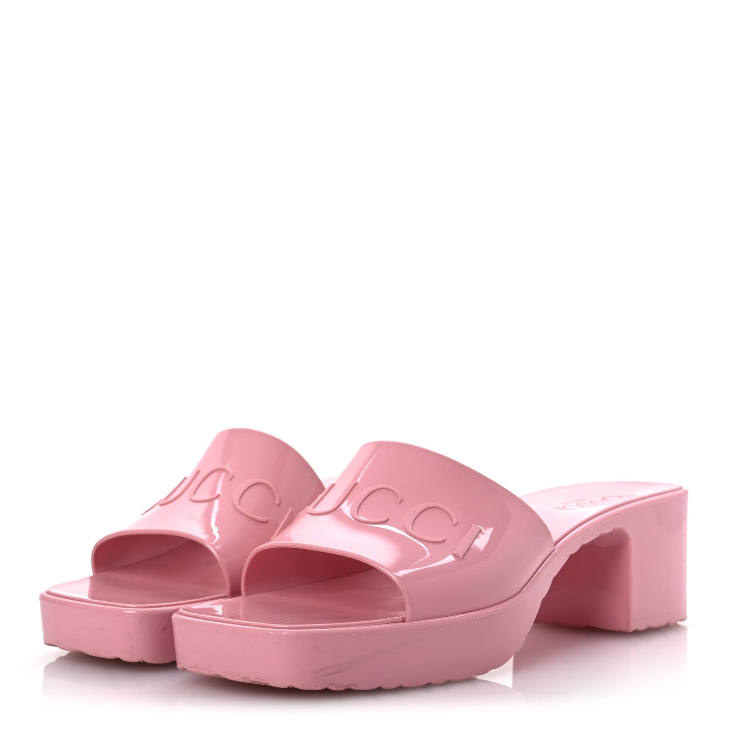 Gucci Rubber Gucci Logo Womens Platform 20/60mm Slide Sandals 38 Wild Rose 4 of 15