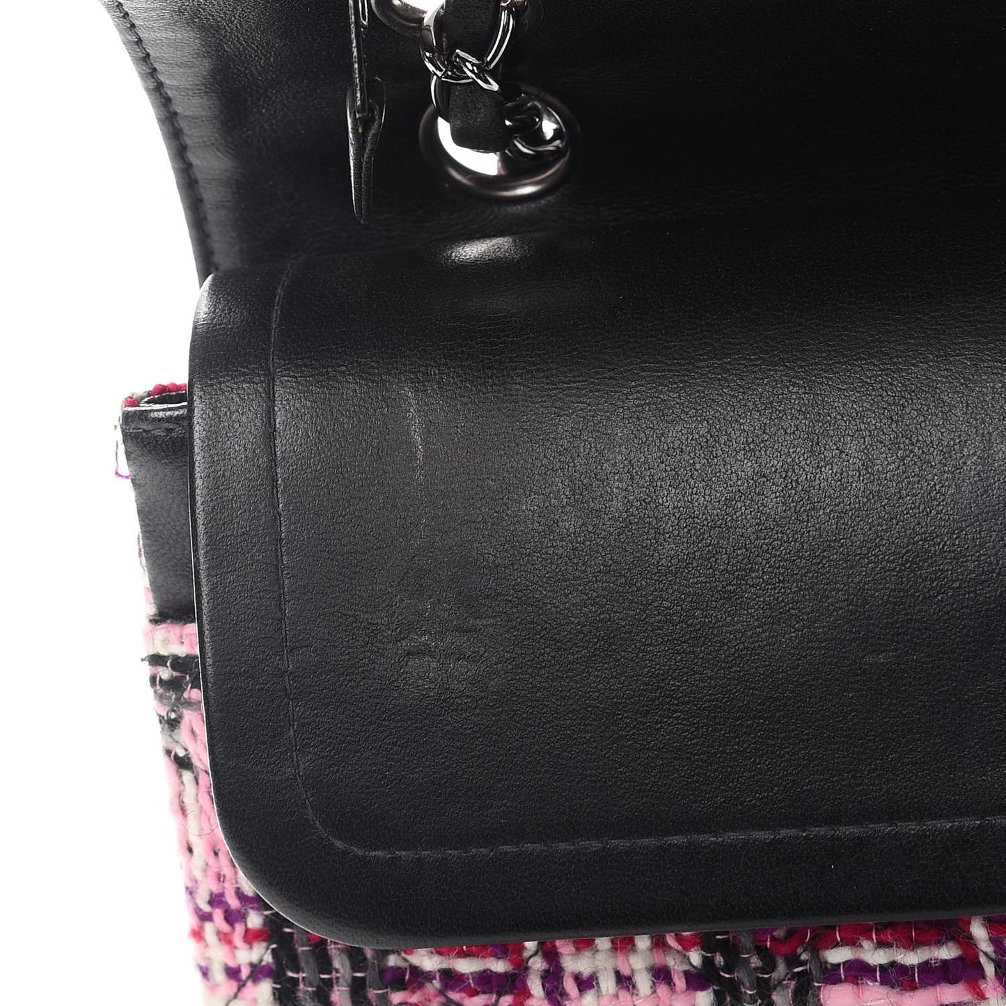Tweed Quilted Medium Double Flap Pink Black