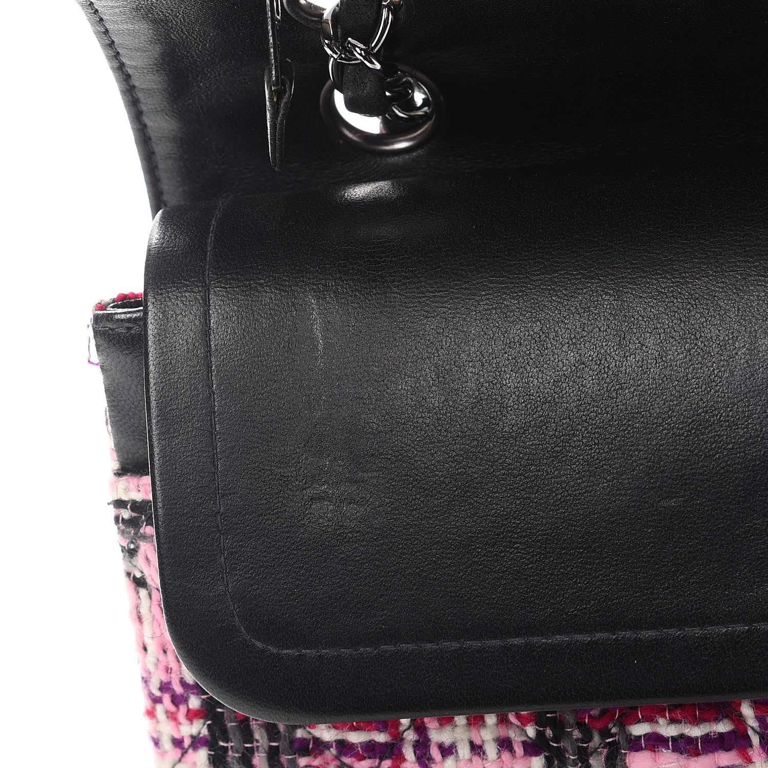 Chanel Tweed Quilted Medium Double Flap Pink Black 11 of 12