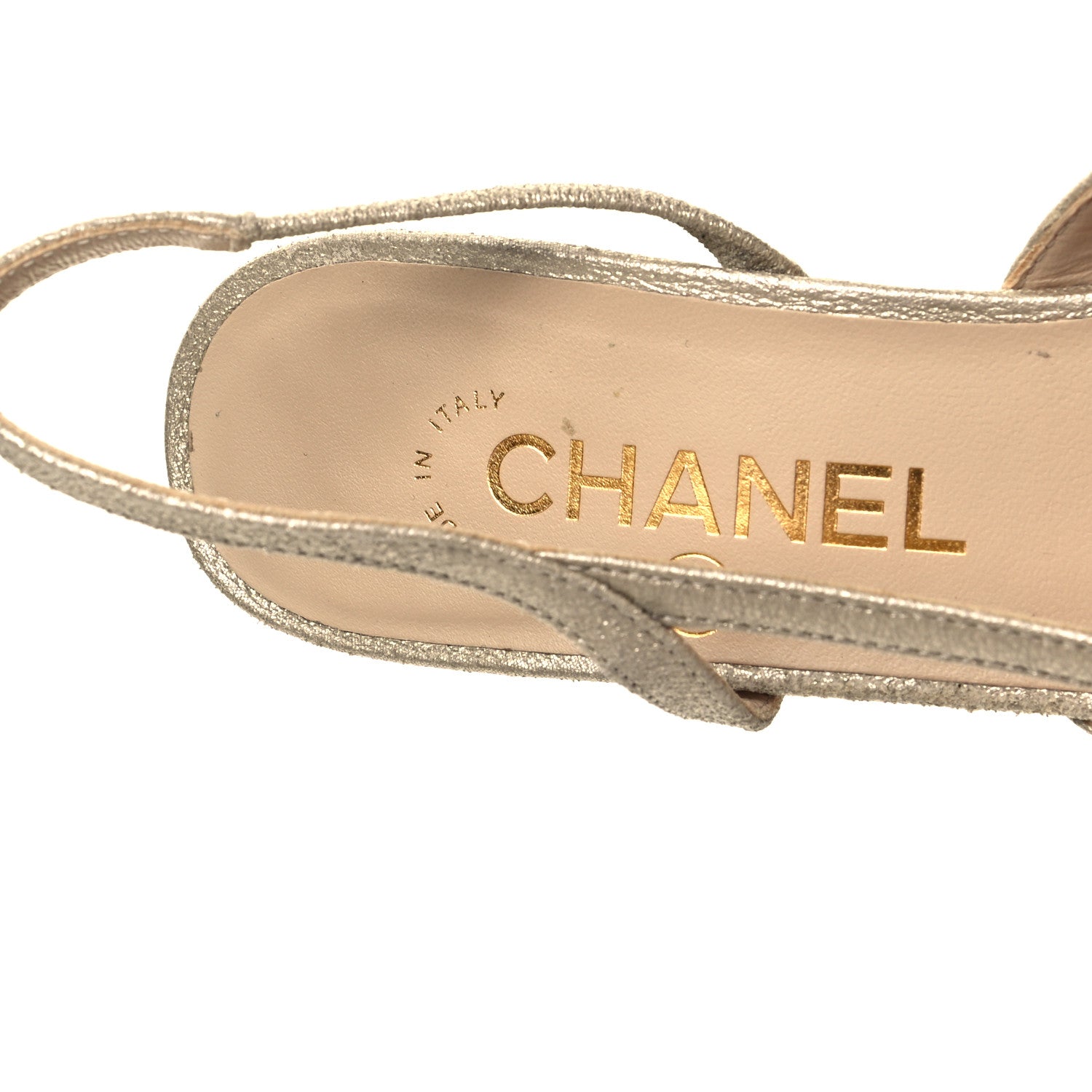 Chanel Metallic Lambskin Grosgrain Cap Toe CC Slingback Pumps 36 Gold Black 7 of 8