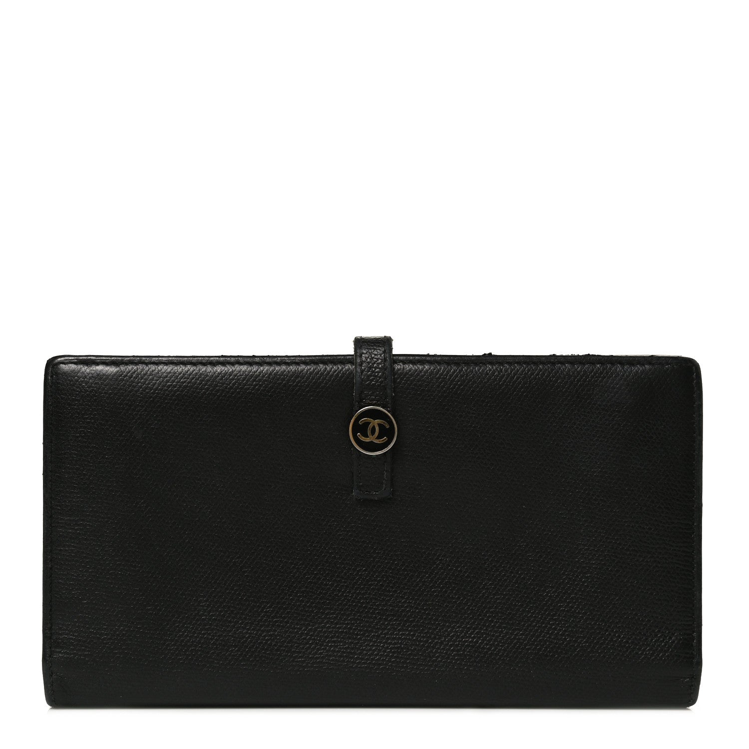 Chanel Grained Calfskin CC Button Long Wallet Black 1 of 14