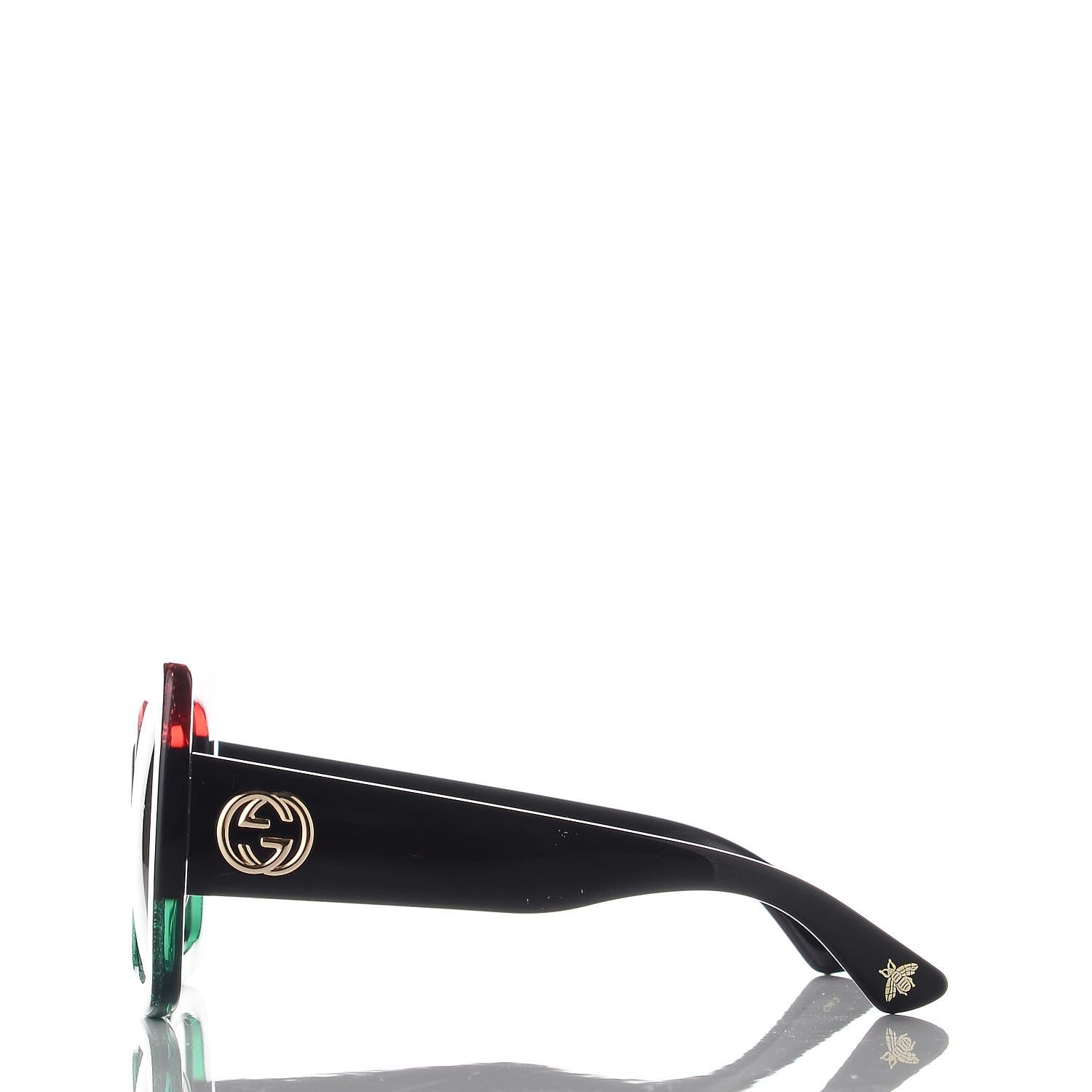 Gucci Square Frame GG0083S Sunglasses Glitter Red Black Green 3 of 8