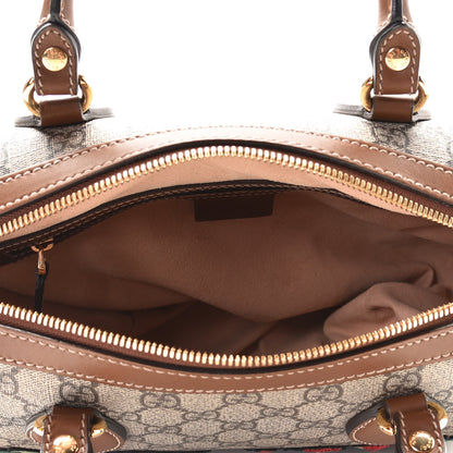 Gucci GG Supreme Monogram Floral Embroidered Small Boston Brown 7 of 9