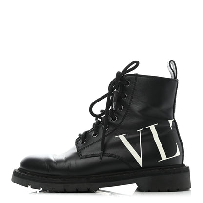Valentino Garavani Calfskin VLTN 20mm Combat Boots 36.5 Black White 2 of 11