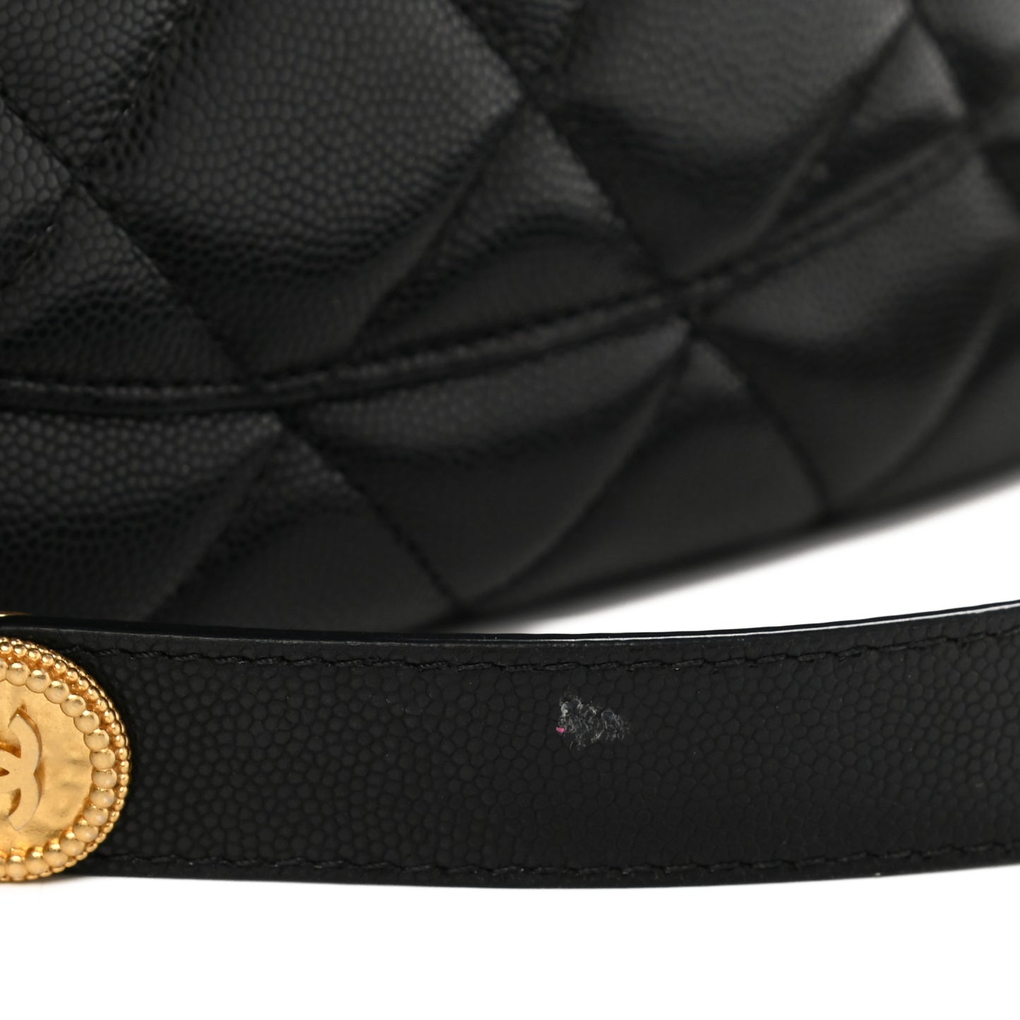 Caviar Quilted Twist Your Buttons Hobo Black