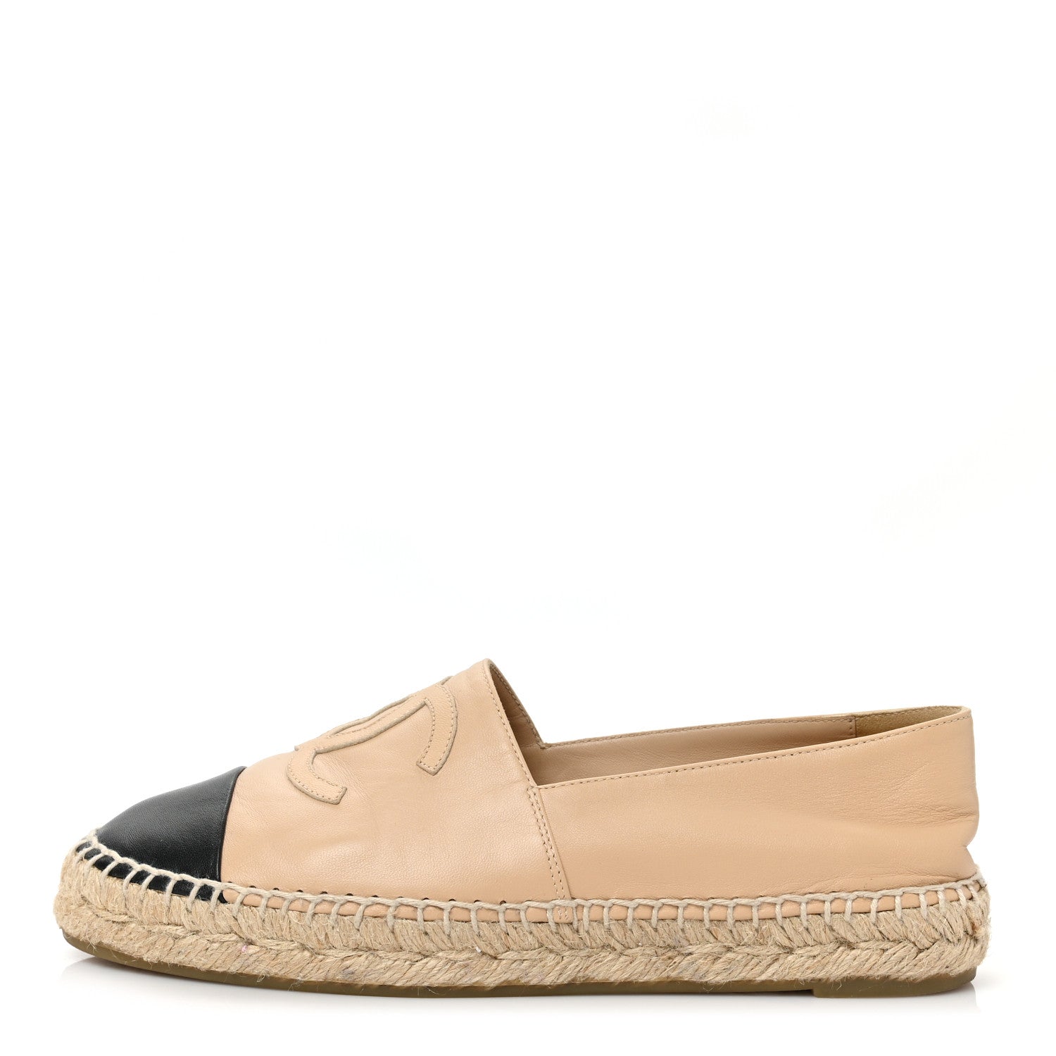 Chanel Lambskin CC Espadrilles 38 Beige Black 1 of 8