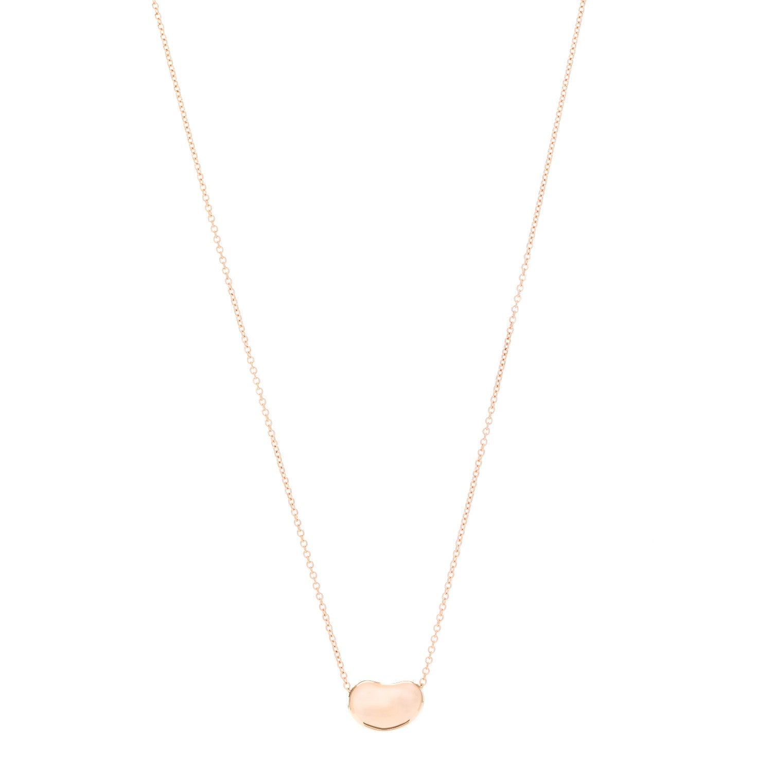 Tiffany 18K Rose Gold 12mm Elsa Peretti Bean Pendant Necklace 1 of 5