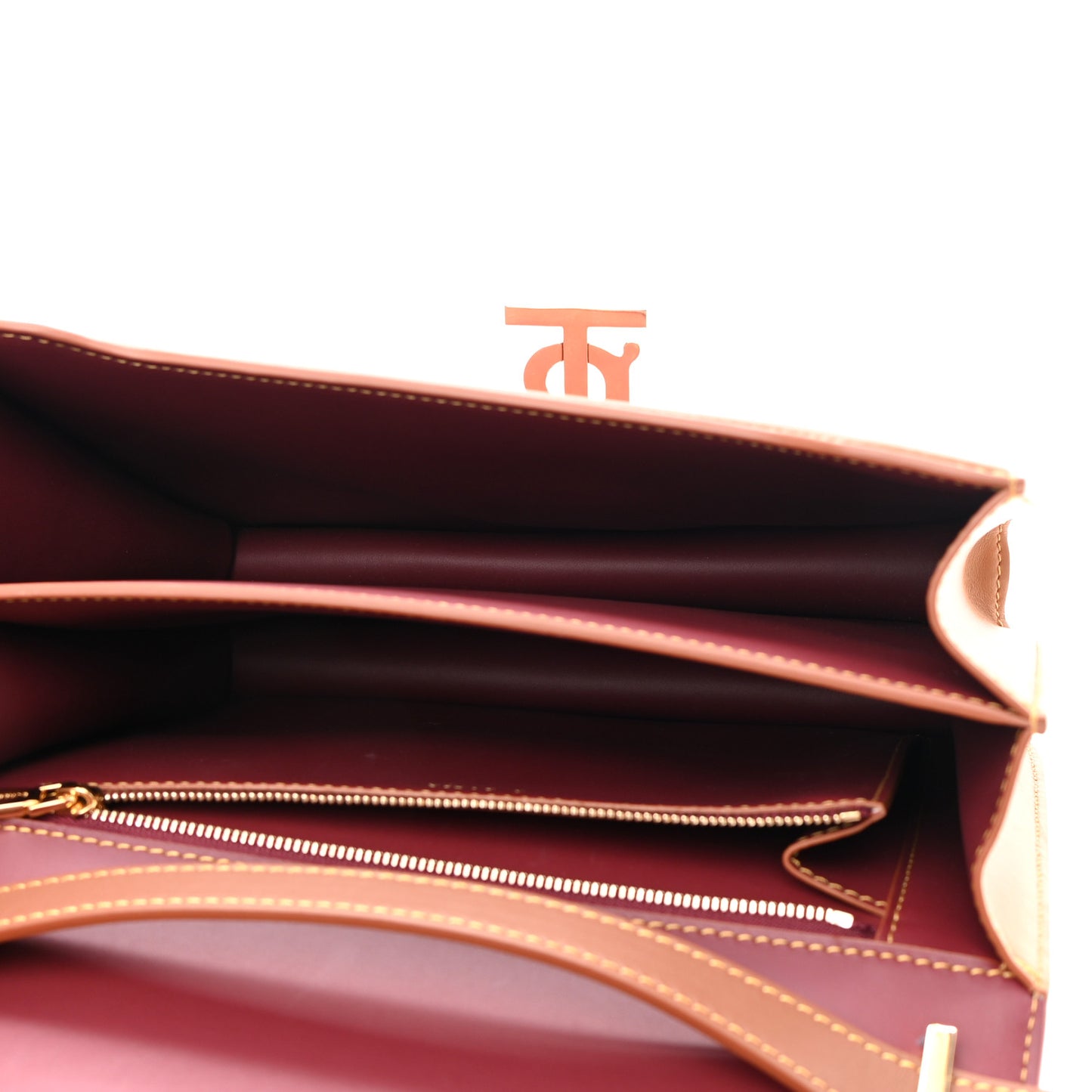 Smooth Calfskin Monogram Medium TB Bag Burgundy Multicolor