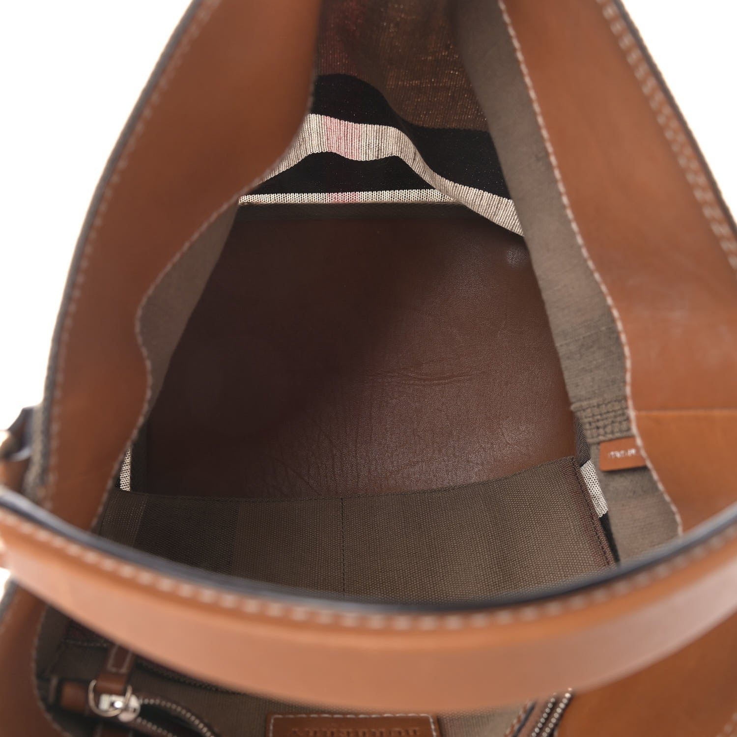 Burberry Canvas Mega Check Medium Ashby Hobo Saddle Brown 4 of 12