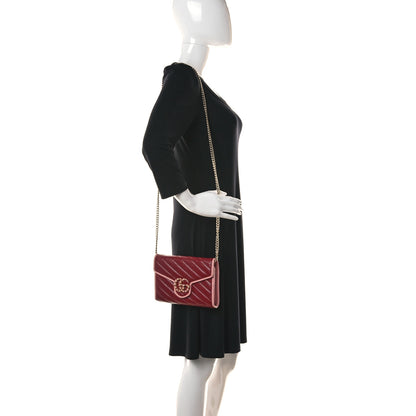 Gucci Azalea Calfskin Enamel Matelasse Diagonal Torchon GG Marmont Chain Wallet New Cherry Red Wild Rose 2 of 12