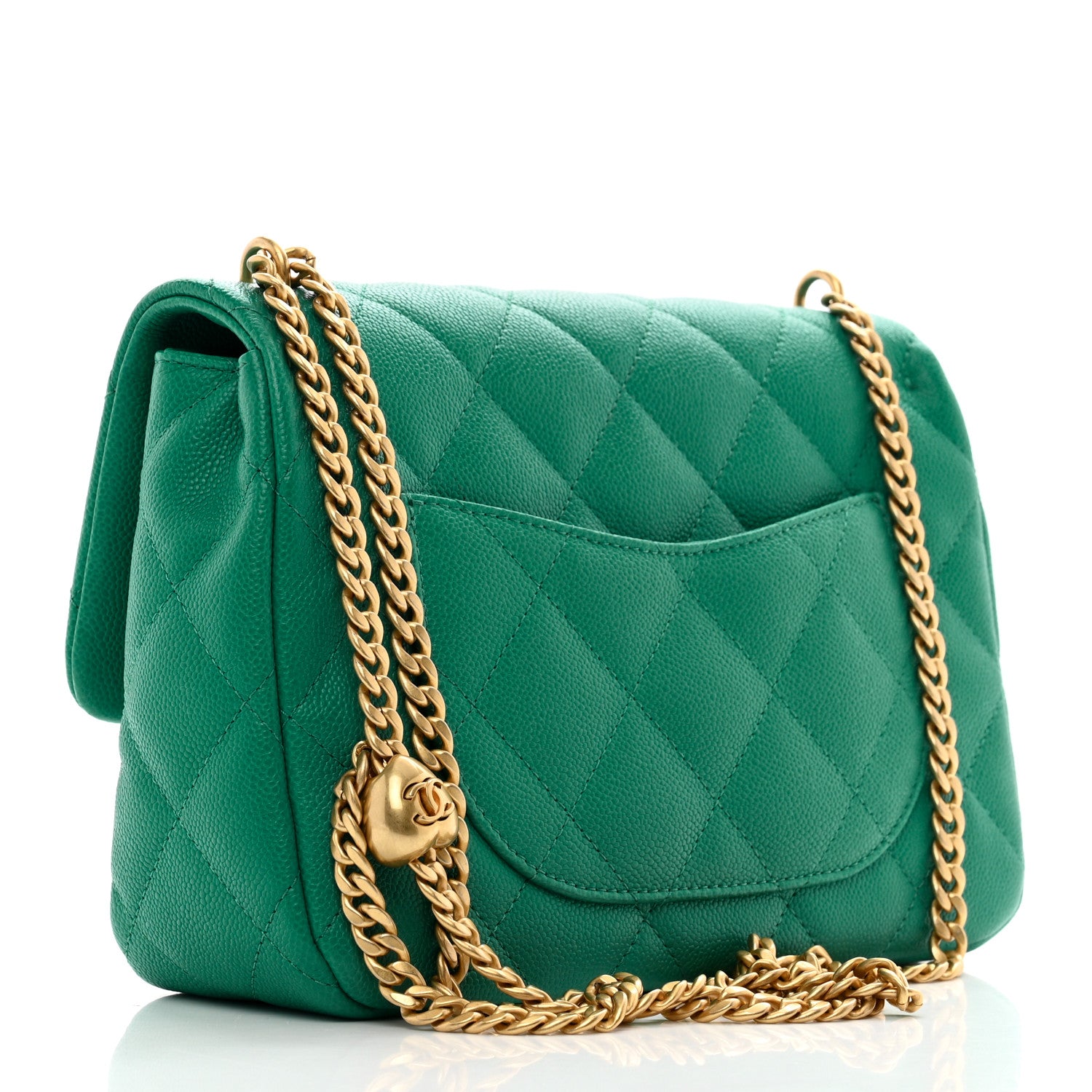 Chanel Caviar Quilted Sweetheart Flap Green 3 of 10