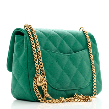 Chanel Caviar Quilted Sweetheart Flap Green 3 of 10
