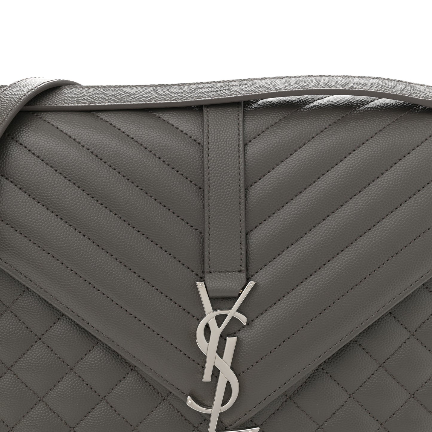 Grain De Poudre Textured Mixed Matelasse Large Triquilt Monogram Satchel Earth