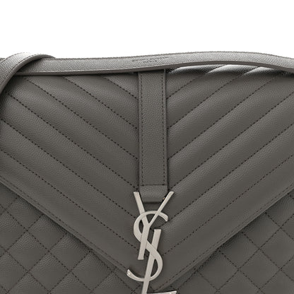 Saint Laurent Grain De Poudre Textured Mixed Matelasse Large Triquilt Monogram Satchel Earth 8 of 10