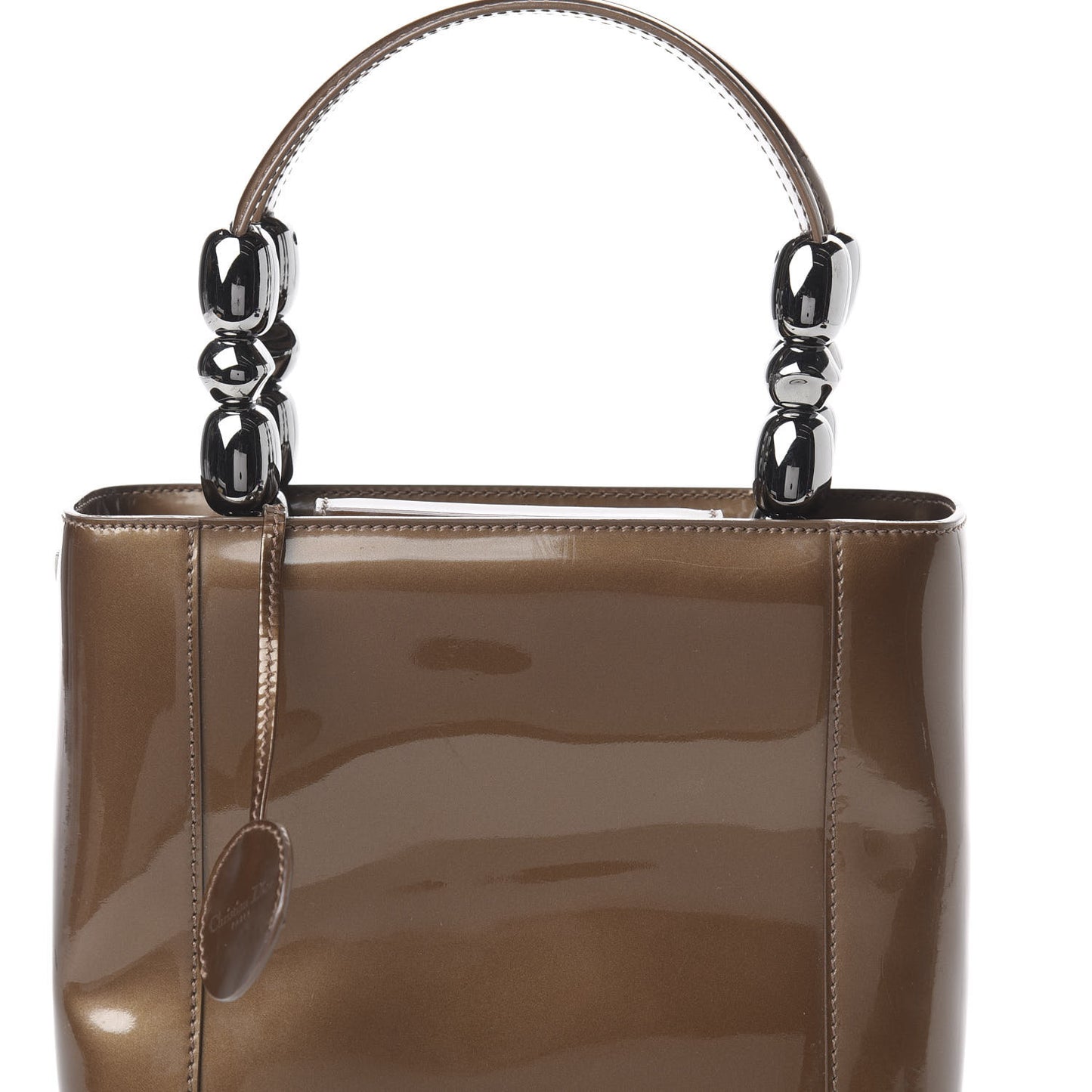 Patent Beaded Malice Tote Brown