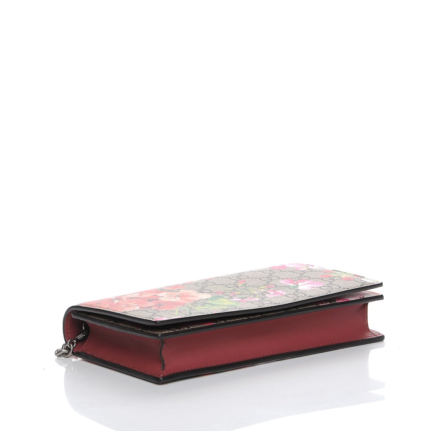 GG Supreme Monogram Blooms Chain Wallet Beige Multicolor Dry Rose