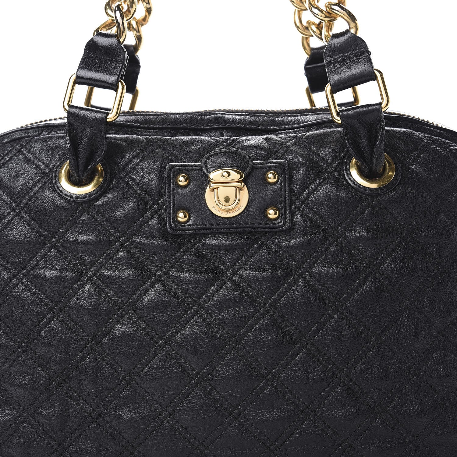 Marc Jacobs Lacquered Goatskin Quilted Karlie Satchel Black 9 of 16