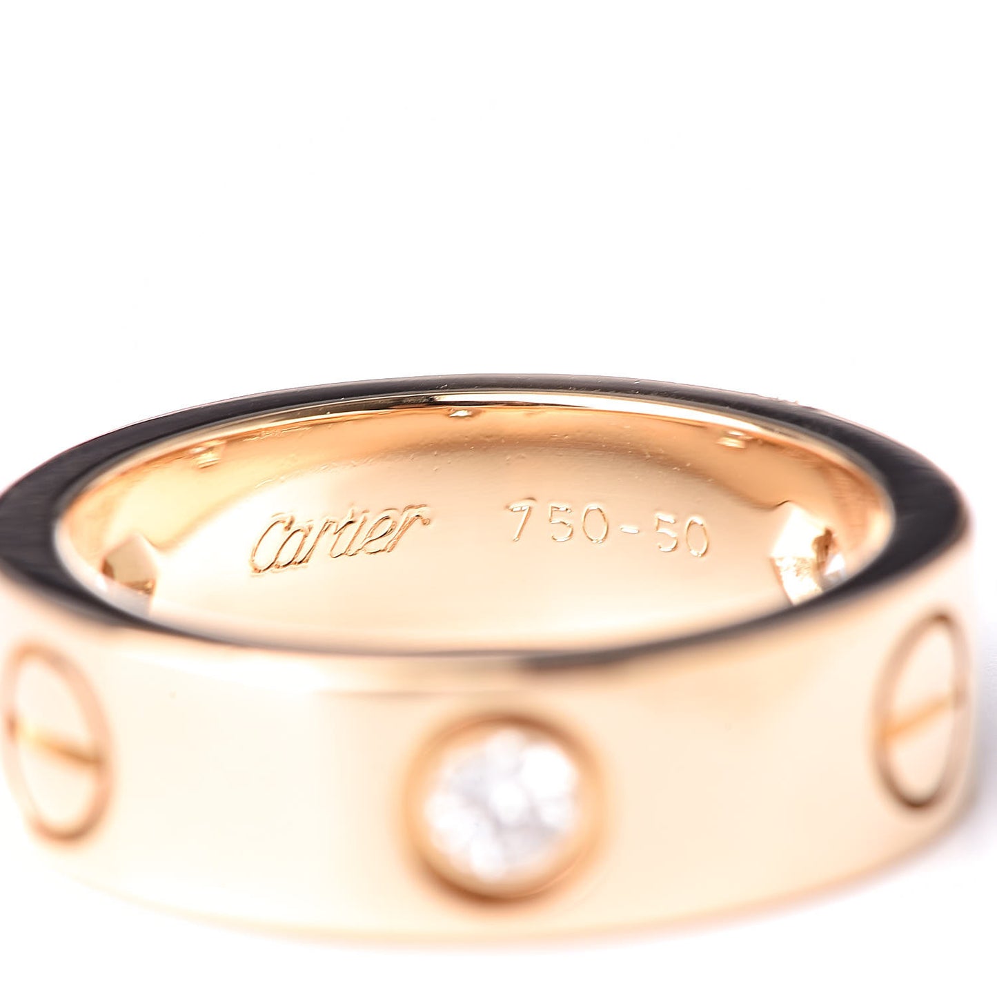 18K Yellow Gold 3 Diamond 5.5mm LOVE Ring 50 5.25