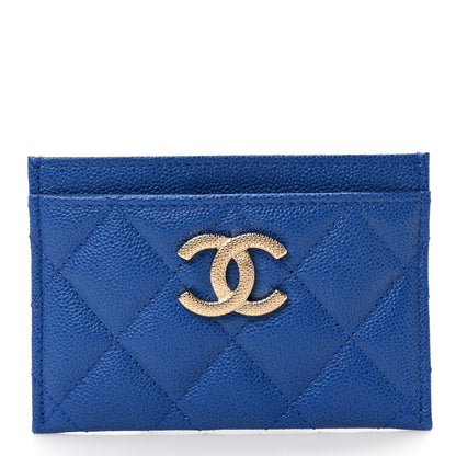 Chanel Caviar Quilted Studded CC Card Holder Blue 1 of 9