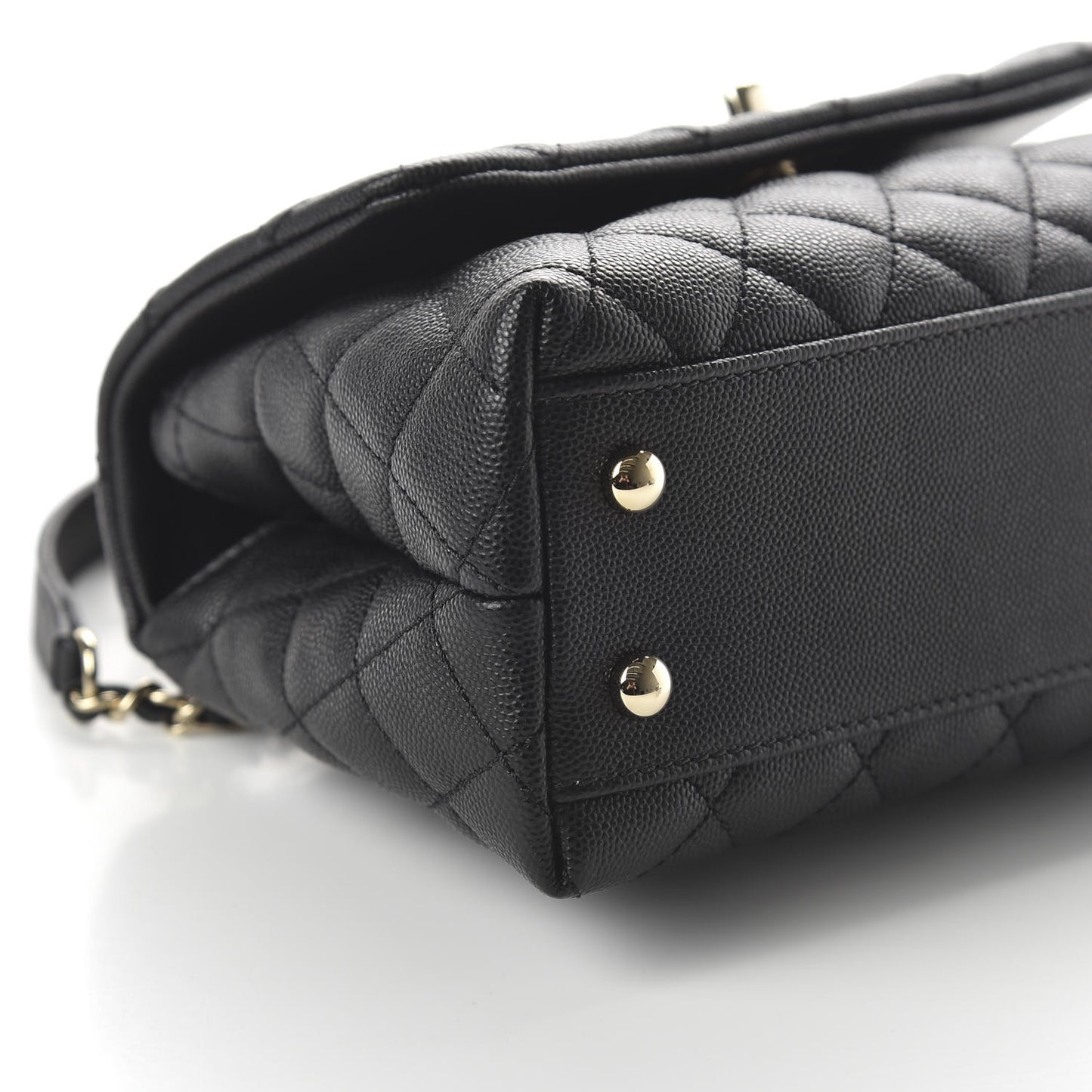 Caviar Quilted Mini Coco Handle Flap Black