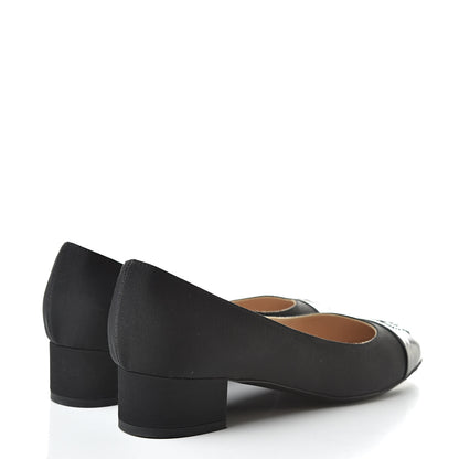 Chanel Patent Calfskin Grosgrain CC Cap Toe Pump 36.5 Black 4 of 11