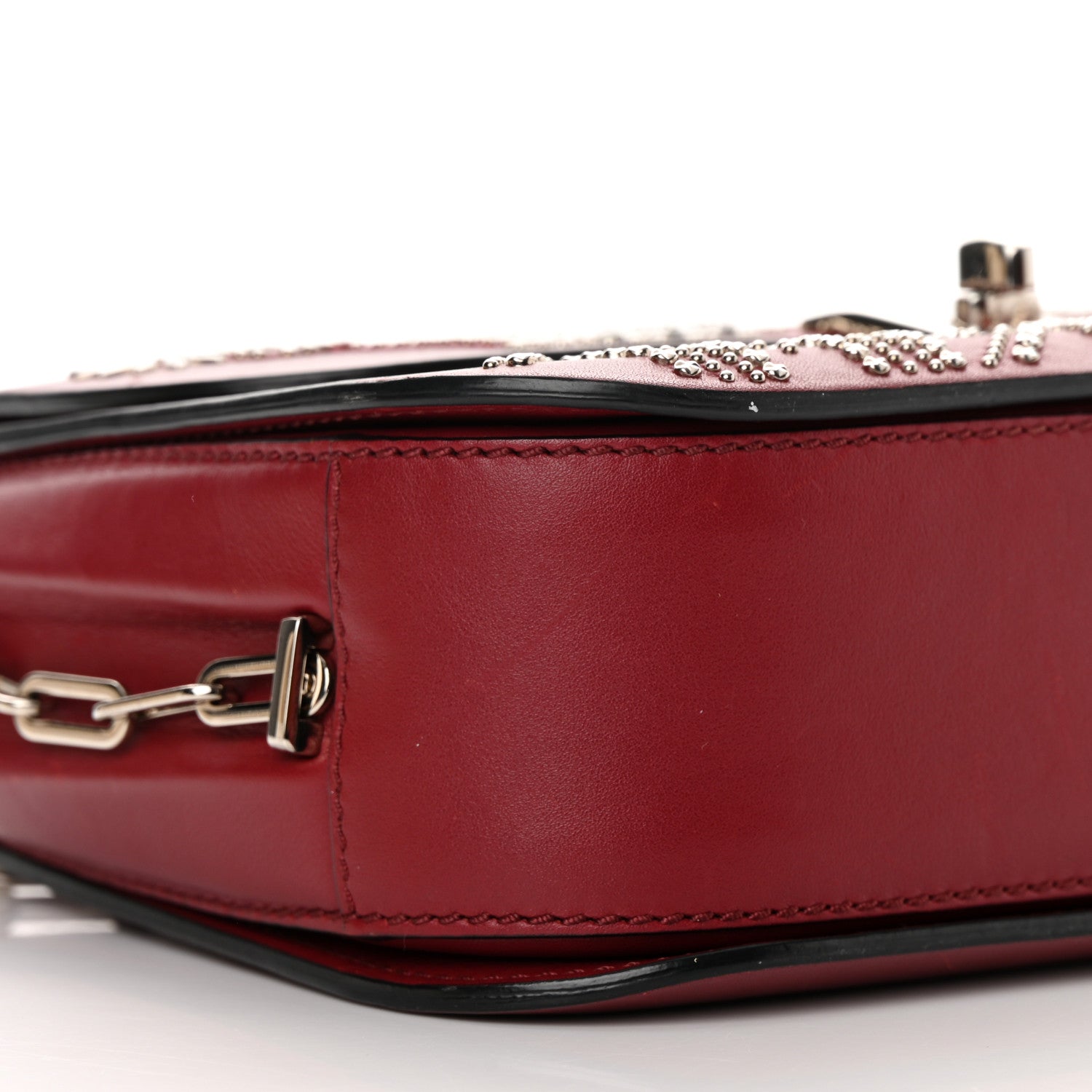 Valentino Garavani Vitello Loveblade Embellished Chain Flap Bag Rubino 7 of 16