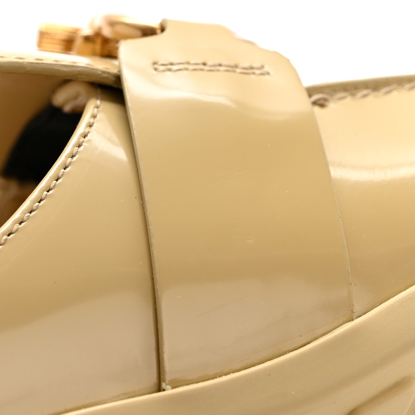 Soft Vinyl Calfskin Monsieur Loafers 38 Cane Sugar