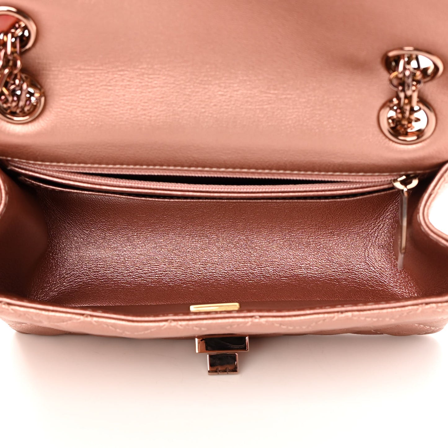 Metallic Grained Calfskin Quilted 2.55 Reissue Mini Flap Copper Pink