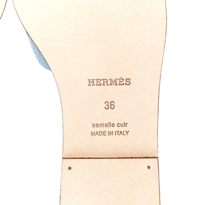Hermes Denim Canvas Oran Sandals 36 Bleu Clair 6 of 8