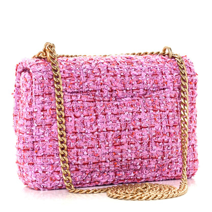 Chanel Tweed Enamel Quilted Mini Pending CC Square Flap Light Purple Pink Red 3 of 11