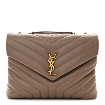Saint Laurent Calfskin Y Quilted Monogram Medium Loulou Chain Satchel Dark Latte 1 of 10