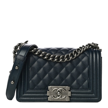 Chanel Caviar Quilted Small Boy Flap Navy 1 of 10