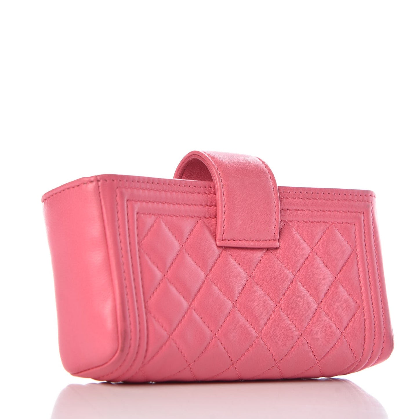 Lambskin Quilted Mini Boy Phone Holder Clutch Pink