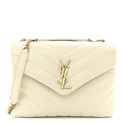 Saint Laurent Calfskin Y Quilted Monogram Small Loulou Chain Satchel Crema Soft 1 of 9