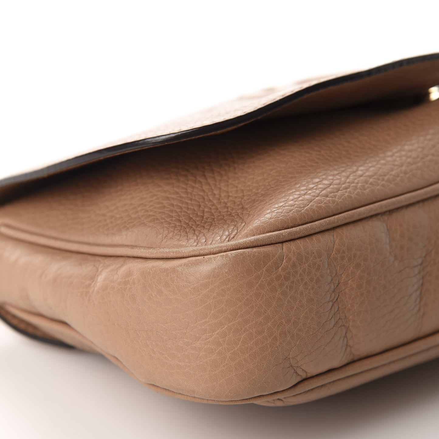 Pebbled Calfskin Medium Soho Flap Crossbody Camelia