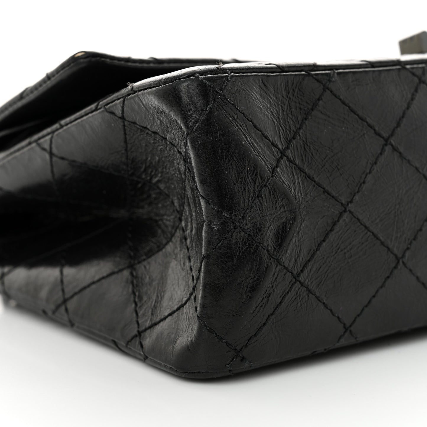 Glazed Aged Calfskin Quilted 2.55 Reissue 226 Flap So Black