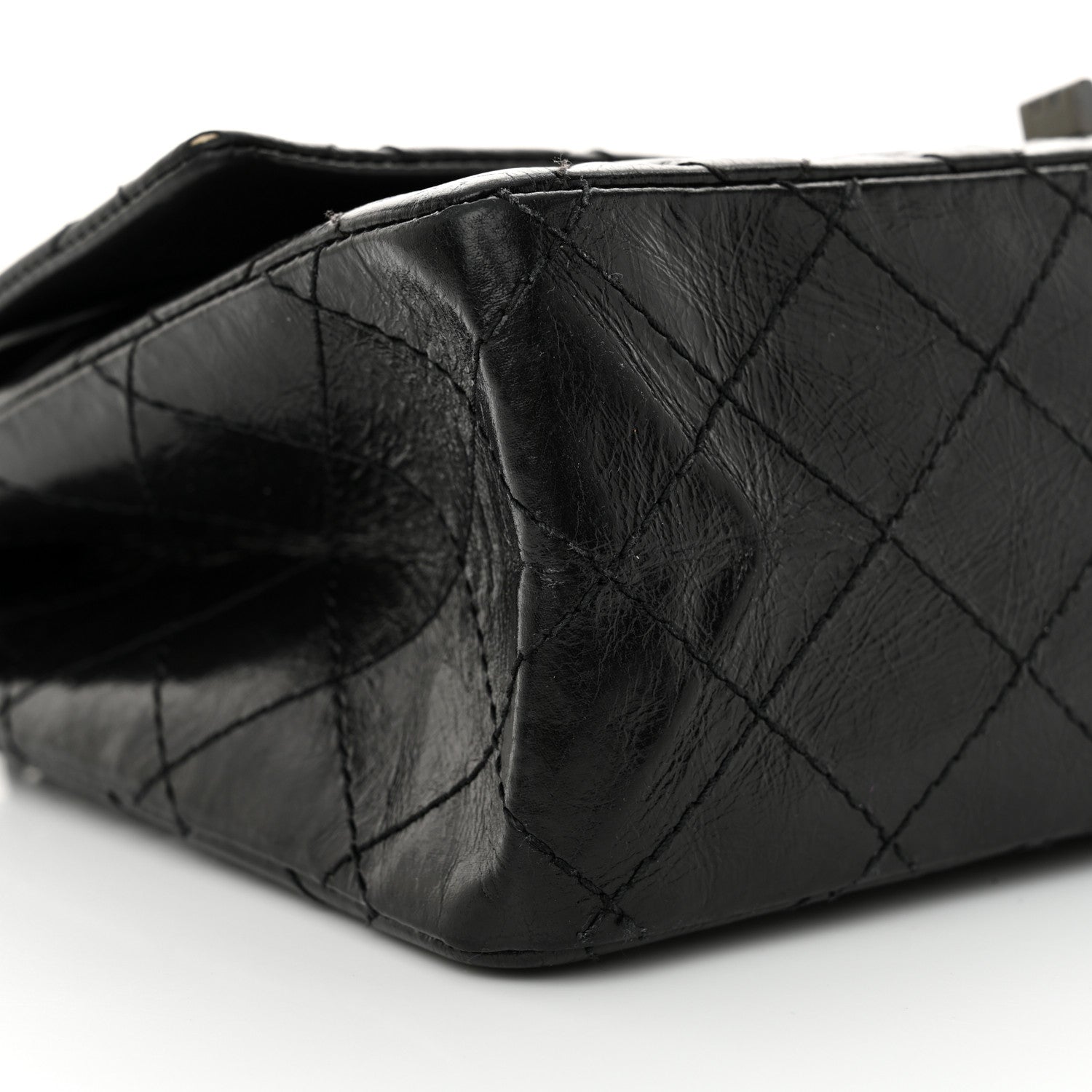 Chanel Glazed Aged Calfskin Quilted 2.55 Reissue 226 Flap So Black 9 of 11