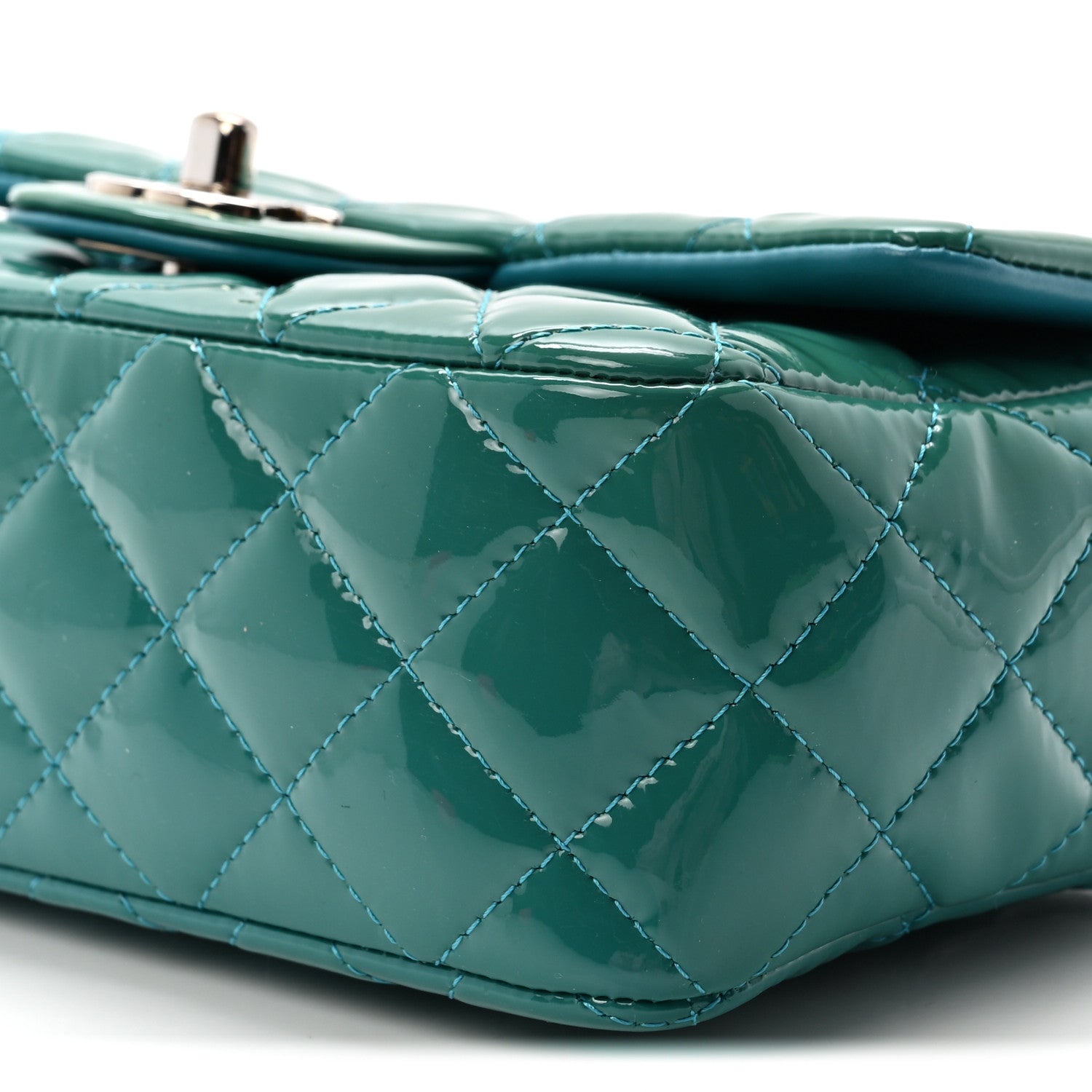 Chanel Patent Quilted Mini Rectangular Flap Turquoise 10 of 10