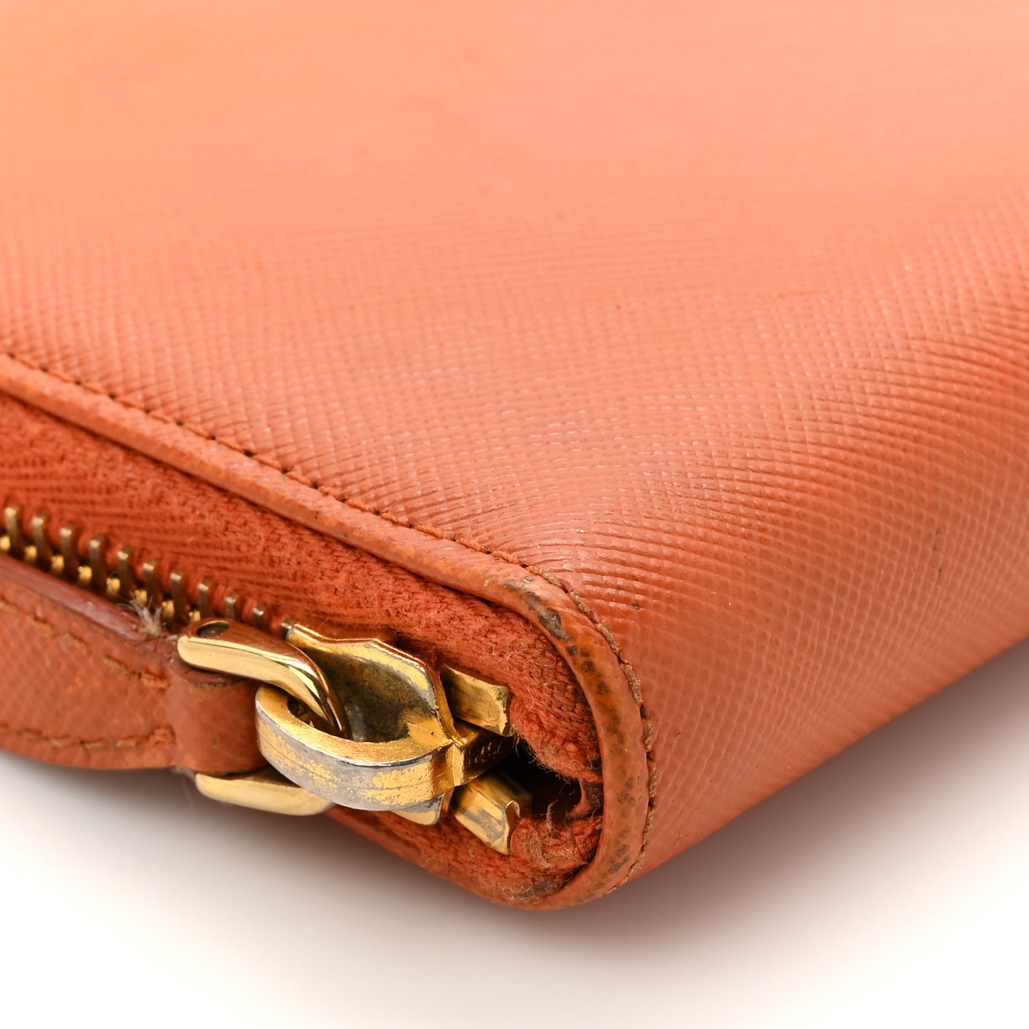 Saffiano Metal Zip Around Wallet Rame