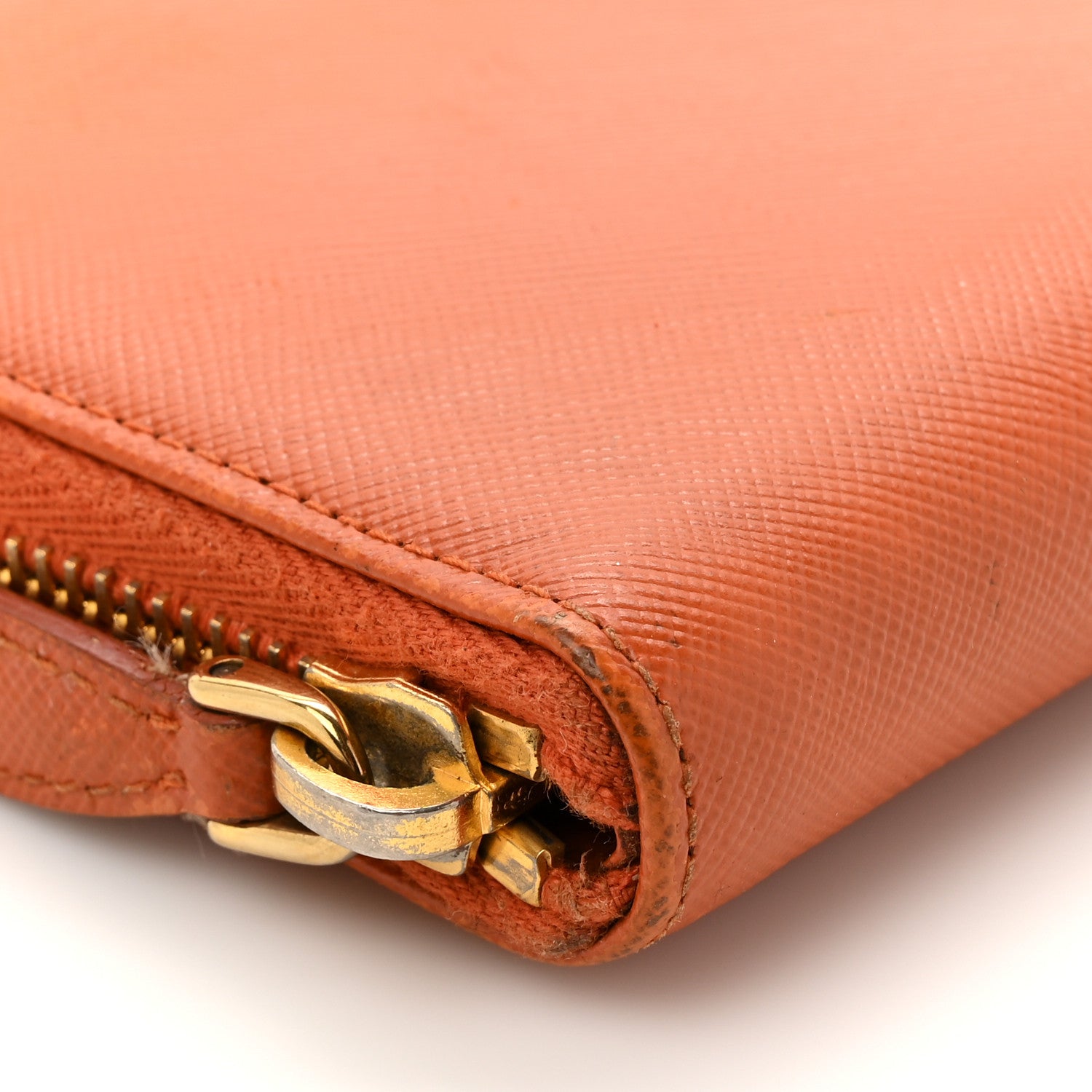 Prada Saffiano Metal Zip Around Wallet Rame 11 of 15